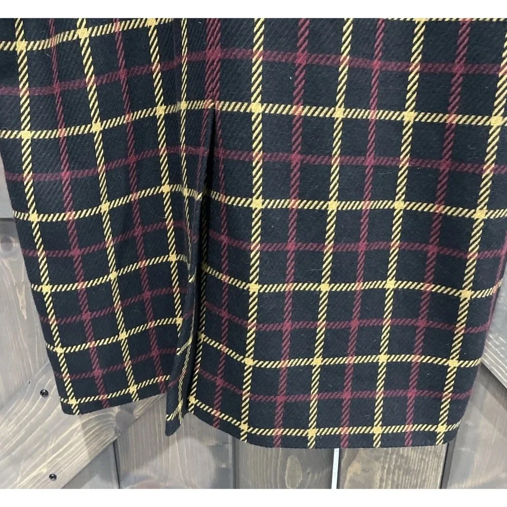 Zara Man Black Red‎ Yellow Wool Plaid Oversized Long Coat Office Modern Size M
